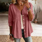 🏆Limited Time Special Price ￡13.99!!✨👚Women's V-Neck Lace Trim Button-Down Blouse– Elegant Everyday Top✨