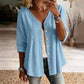 🏆Limited Time Special Price ￡13.99!!✨👚Women's V-Neck Lace Trim Button-Down Blouse– Elegant Everyday Top✨