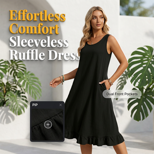 👗Last Day Promotion 50% OFF👗Women Casual Sleeveless Ruffle Dress – Breezy Casual Midi Dress ✨