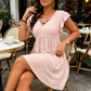 🎁Final Hours Flash Sale ￡14.99!!⚡Women's Criss-Cross V-Neck Flutter Sleeve Flowy Dress