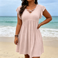 🎁Final Hours Flash Sale ￡14.99!!⚡Women's Criss-Cross V-Neck Flutter Sleeve Flowy Dress
