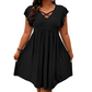 🎁Final Hours Flash Sale ￡14.99!!⚡Women's Criss-Cross V-Neck Flutter Sleeve Flowy Dress