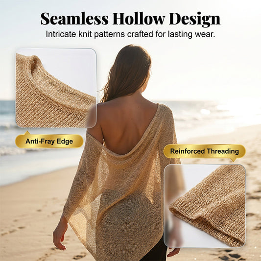 🔥Only £10.99 Last Day Promotion!🎁Women's Hollow Out Knit Shawl Poncho