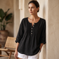 🏆Limited Time Special Price ￡12.99!!✨Women's Long Sleeve Pleated Henley Neck Blouse