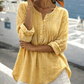 🏆Limited Time Special Price ￡12.99!!✨Women's Long Sleeve Pleated Henley Neck Blouse