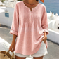 🏆Limited Time Special Price ￡12.99!!✨Women's Long Sleeve Pleated Henley Neck Blouse