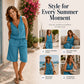 🎉LAST DAY SALE 70% OFF⚡50K+ SOLD💕Women's Half-Zip Sleeveless Tank Top & Shorts Set