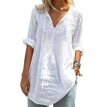 🏖️Summer Hot Sale - Up to 70% OFF⚡50K+ SOLD!🎁Women's Casual V-Neck Tie Pleated Top