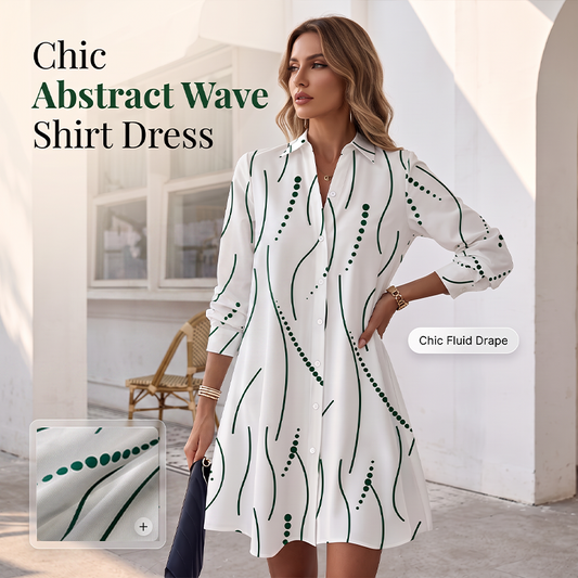 👔Summer Hot Sale - Up to 70% OFF⚡50K+ SOLD!🎁Women's Long Sleeve Printed Shirt Dress Casual Button Down Elegant Midi Dress