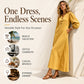 🏆Limited Time Special Price ￡15.99!!✨Women's Casual V-Neck Maxi Dress with Puff Sleeve