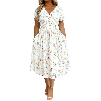 🌹2026 Summer New Arrival 50% OFF💥Women's V-Neck Floral Print Dress with Twist Waist