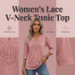 ☀️New Arrival 50% OFF💥👚Top Pick - Lace-Trim V-Neck Blouse – Breathable Fabric & Flattering Drape for Work or Weekend 🌿