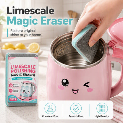 🧽⏳Time-Limited Special 70% Off⏰Limescale Polishing Magic Eraser Sponge‑ Chemical‑Free Descaling Scrub Pad, Scratch‑Free High‑Density Cleaning Sponge for Kettles, Sinks & Hard‑Water Stains