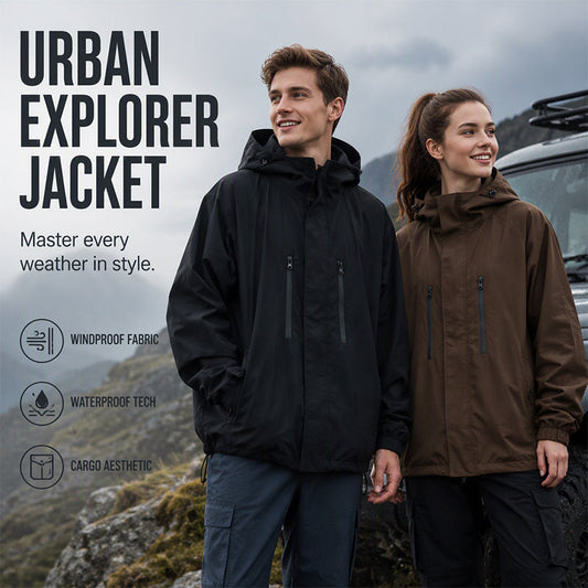 🔥2026 NEW HOT SALES - SAVE 50%💕☔🌧️Unisex Waterproof Windproof Hooded Cargo Jacket🧥Outdoor Streetwear Coat