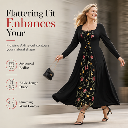 ⏳Time-Limited Special 70% Off⏰ Women's Square-Neck Lace-Up Corset Maxi Dress🌸