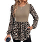 🐆LAST DAY SALE 60% OFF⚡50K+ SOLD💕 Leopard Contrast, Flattering Tunic Length | Women's Relaxed Long-Sleeve Top