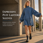 👖LAST DAY 60% OFF👗Women's Oversized Denim Mock Neck Mini Dress