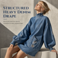 👖LAST DAY 60% OFF👗Women's Oversized Denim Mock Neck Mini Dress