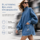 👖LAST DAY 60% OFF👗Women's Oversized Denim Mock Neck Mini Dress