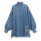 👖LAST DAY 60% OFF👗Women's Oversized Denim Mock Neck Mini Dress