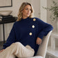 🧶Surprise Price: Only £20.99!!🔥🧣Mock Neck Warmth, Cozy Knit🧶 Women's Asymmetric Hem Mock Neck Knit Sweater – Soft & Skin-Friendly, Warm Coverage ✨