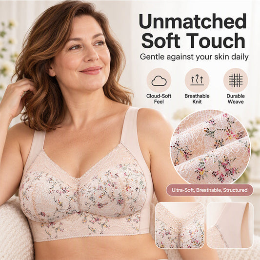 ⏳🔥Last Day Hot Sales - Just ￡7.99😍Women's Seamless Floral Lace Support Bra